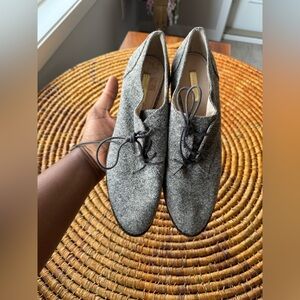 Louise et Cie Black and Gray Lace-Up Flats